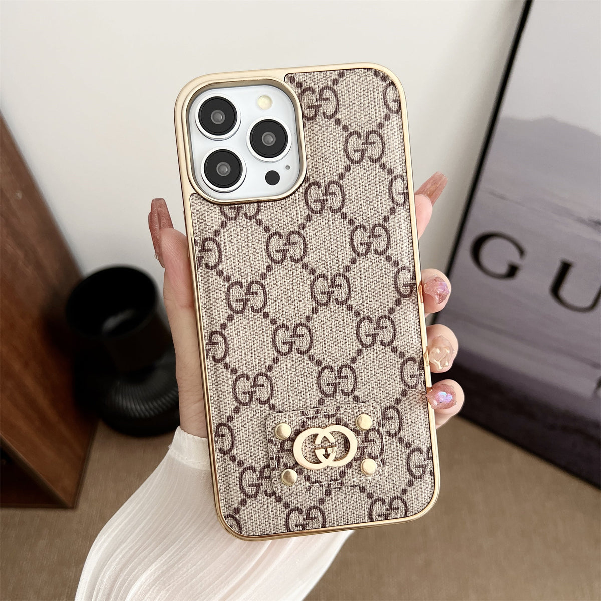 AAOO LEATHER PC HARD BACK Phone Case FOR IPHONE