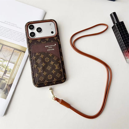 AAOO Luxuriöse Kartenhalter-Handyhülle mit Umhängeband für iPhone 13-18