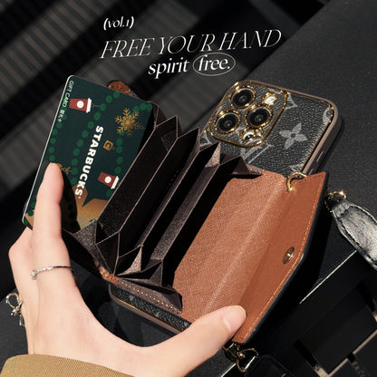 AAOO Luxury Canvas Leather Card Holder iPhone Case
