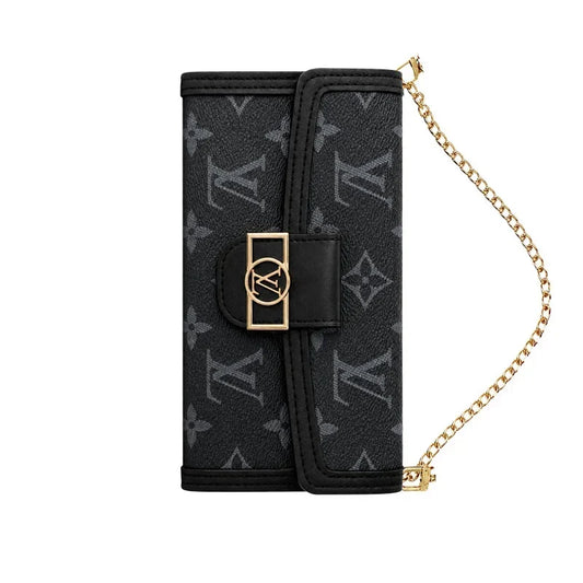 AAOO Luxury Leather iPhone Case With Flip Wallet And Crossbody Strap