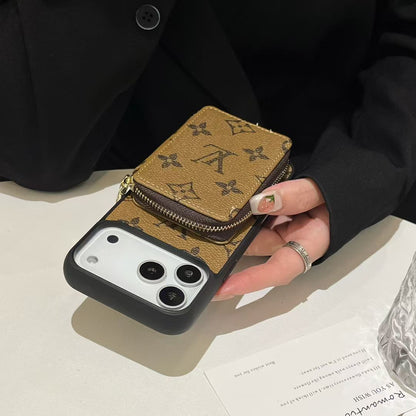 AAOO Luxus-Ledergeldbörse Kartenhalter Crossbody iPhone Hülle für iPhone 12-17 Serie