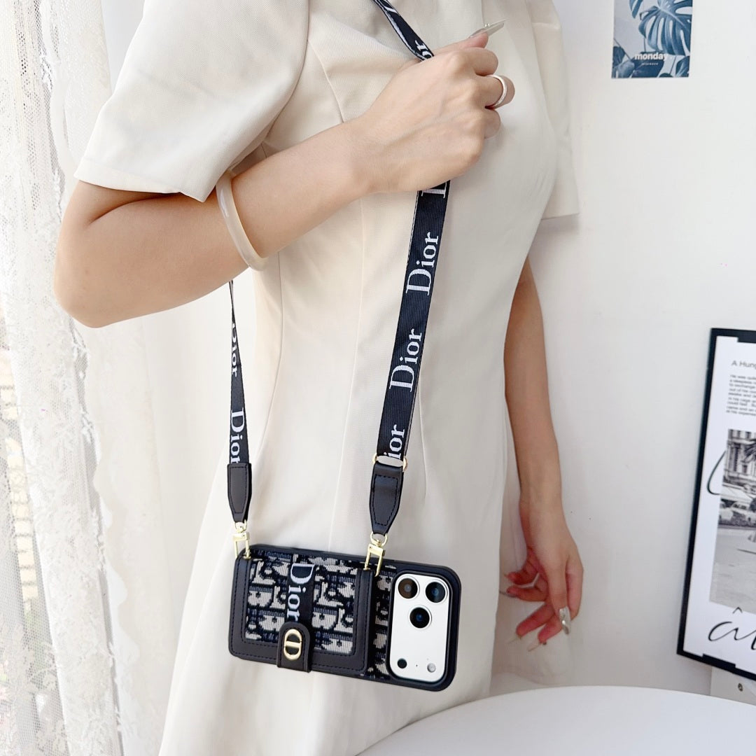 AAOO Leather Phone Case With Card Wallet And Strap For iPhone 17 16 15 14