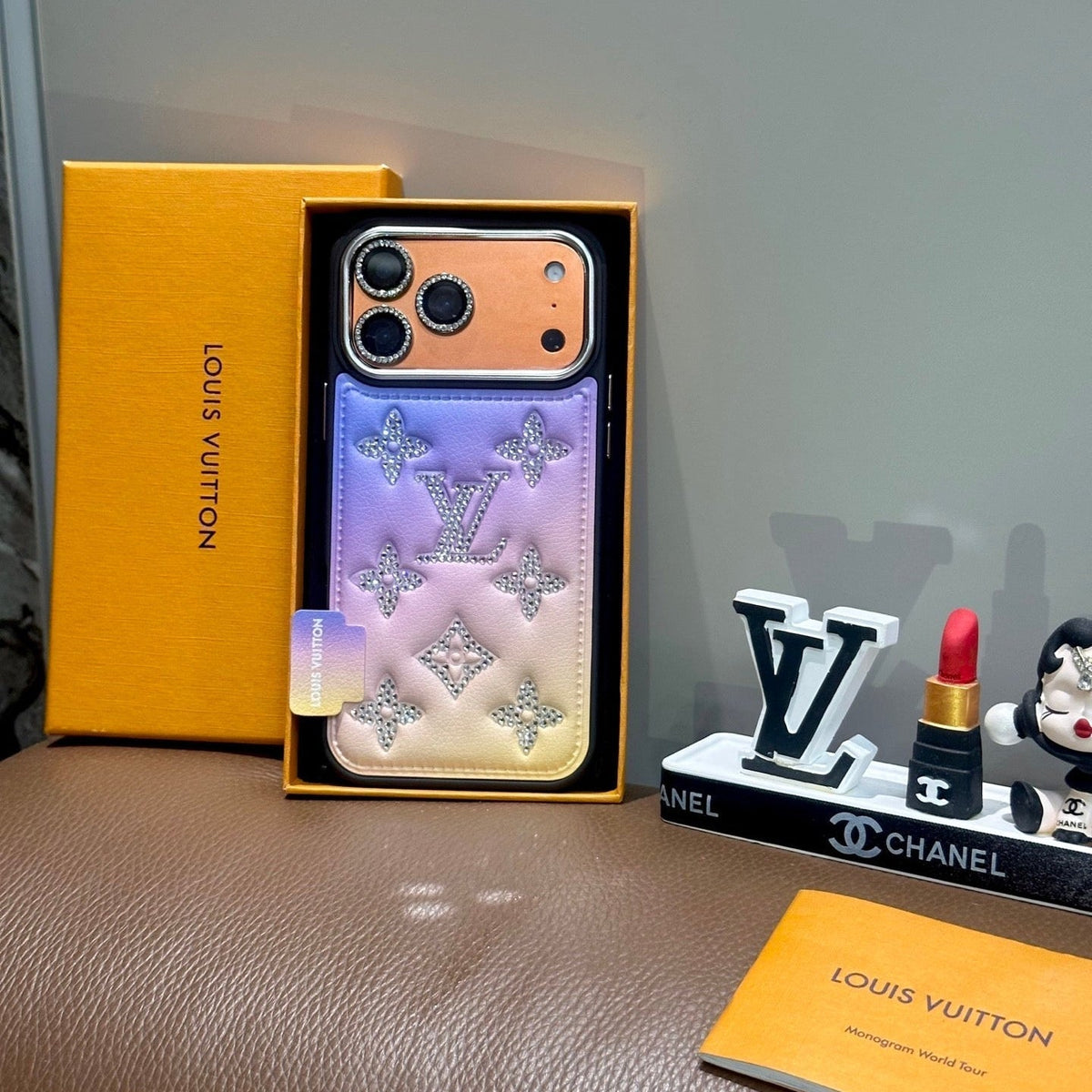 AAOO Gradient Crystal Leder Handyhülle für iPhone 13-17