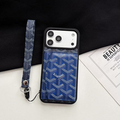 AAOO Luxury GD Pattern Tri-Fold Wallet Phone Case with Matching Wristlet Strap