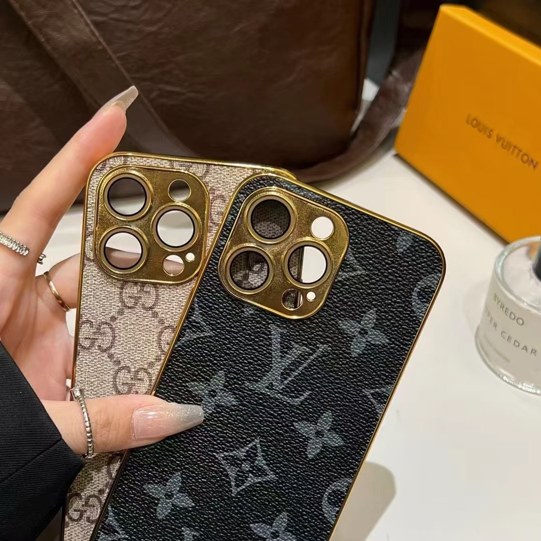 AAOO NEUES DESIGN WEICHE LUXUS-IPHONE-HÜLLE MIT GOLDENEM RAND