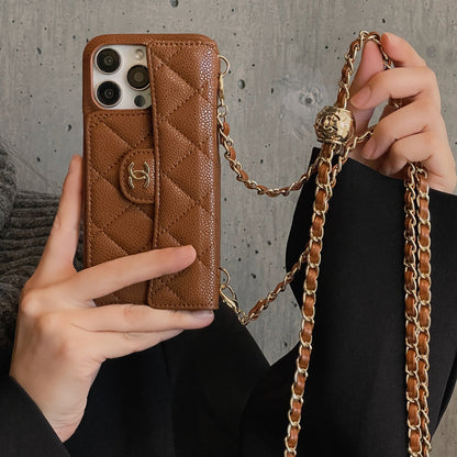 AAOO Premium Quilted Leather Crossbody Wallet Phone Case for iPhone 12 17 Series