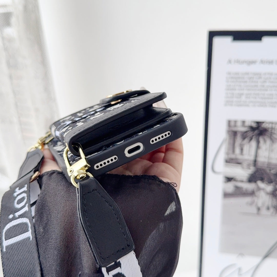 AAOO Leather Phone Case With Card Wallet And Strap For iPhone 17 16 15 14