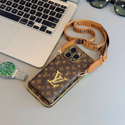 AAOO Luxuriöse Crossbody Geldbörse Handyhülle Kartenhalter mit verstellbarem Umhängeband
