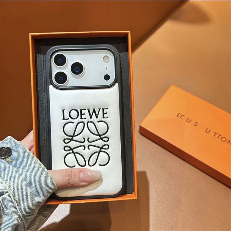 AAOO Luxury -Inspired Leather iPhone Case with Embossed Anagram