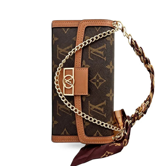 AAOO Luxury Leather iPhone Case With Flip Wallet And Chain