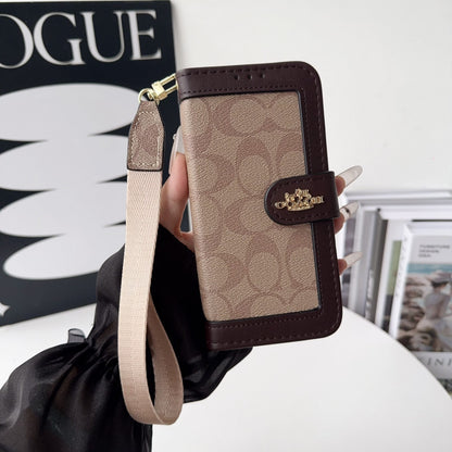 AAOO Luxuriöse Canvas Wallet Handyhülle für iPhone 12-17 mit abnehmbarer Handschlaufe & Kartenhalter