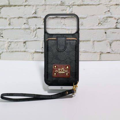 AAOO Luxury Card Holder Phone Case with Strap for iPhone 12-17 Series