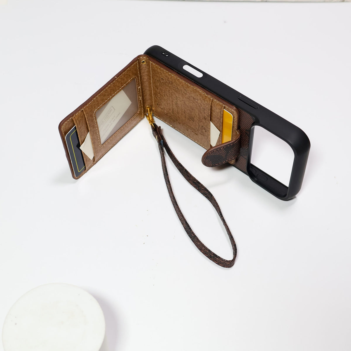 AAOO Luxury Card Holder Phone Case with Strap for iPhone 12-17 Series