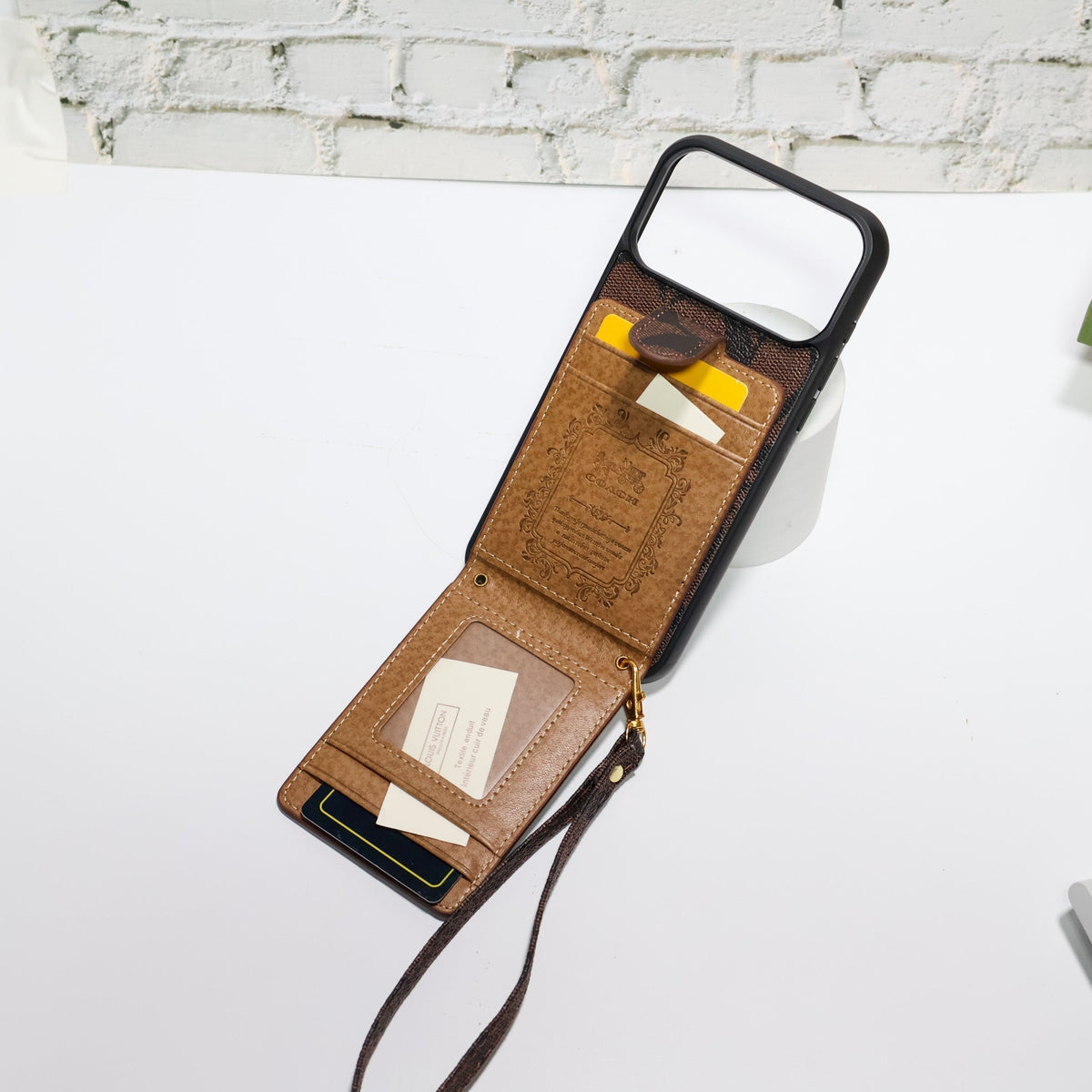 AAOO Luxury Card Holder Phone Case with Strap for iPhone 12-17 Series