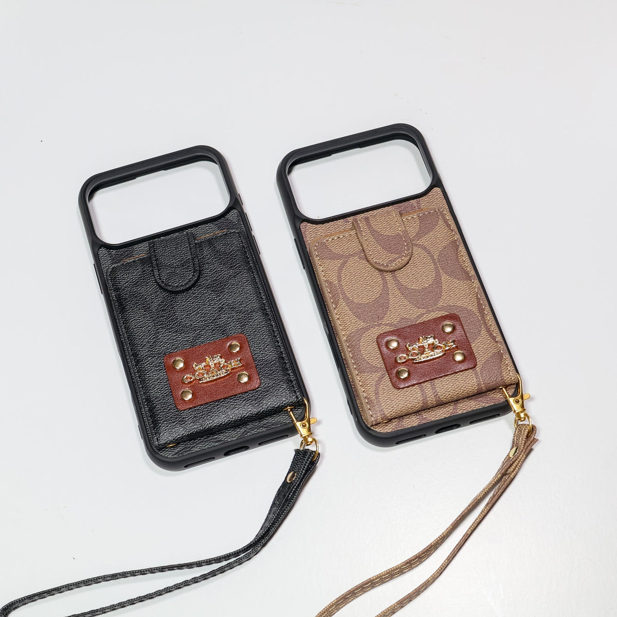 AAOO Luxury Card Holder Phone Case with Strap for iPhone 12-17 Series