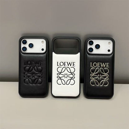 AAOO Luxury -Inspired Leather iPhone Case with Embossed Anagram