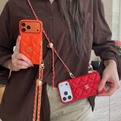 AAOO Premium Quilted Leather Crossbody Wallet Phone Case for iPhone 12 17 Series