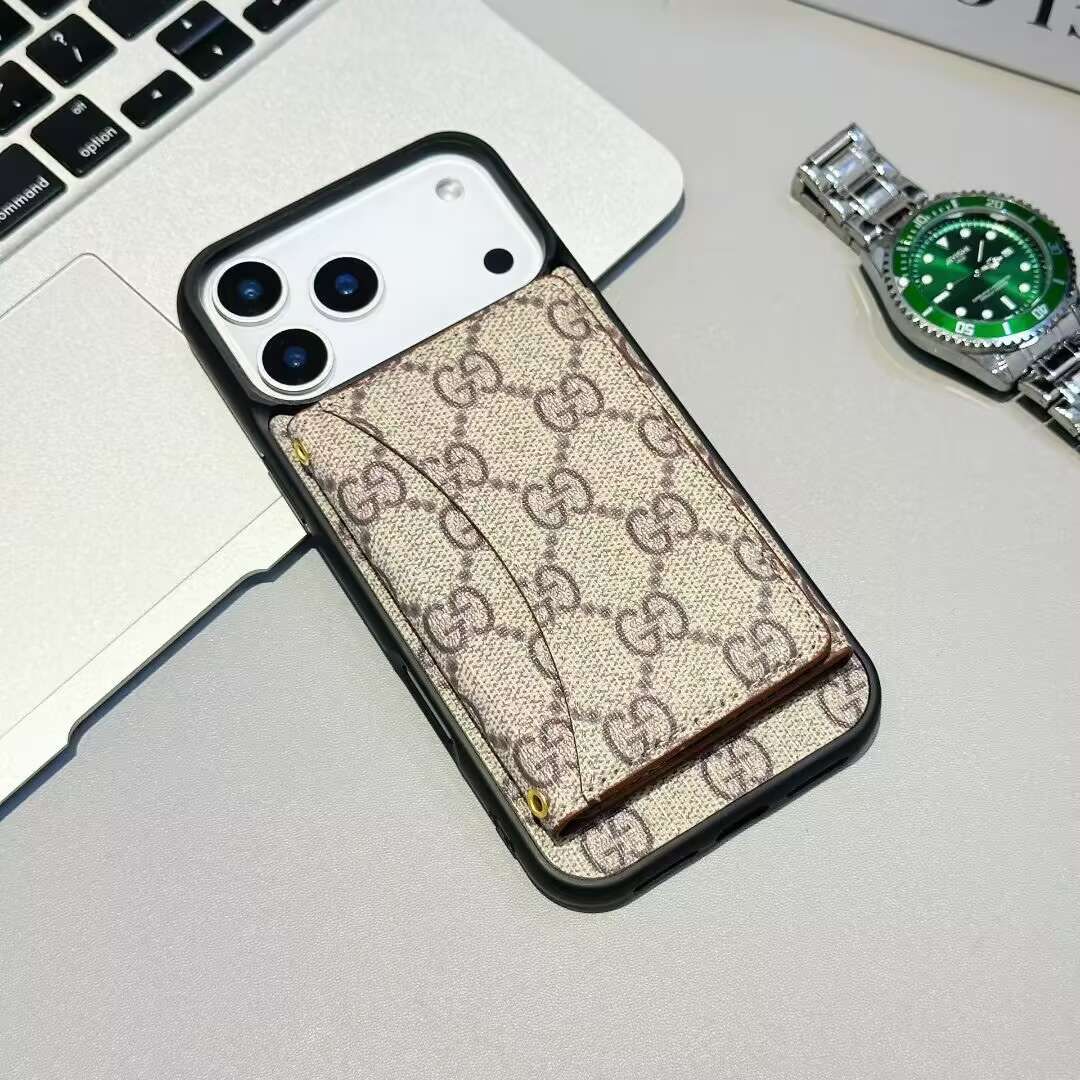 AAOO Luxury Card Holder Wallet Style Phone Case for iPhone 12-17 Series