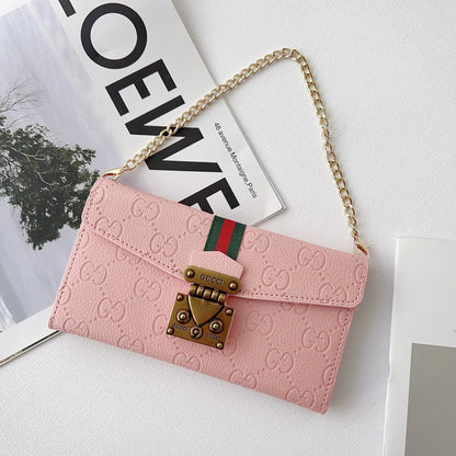 AAOO Luxuriöse Crossbody-Brieftasche aus schlichtem Leder für iPhone 12-17