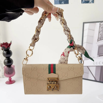 AAOO Luxuriöse Crossbody-Brieftasche aus schlichtem Leder für iPhone 12-17