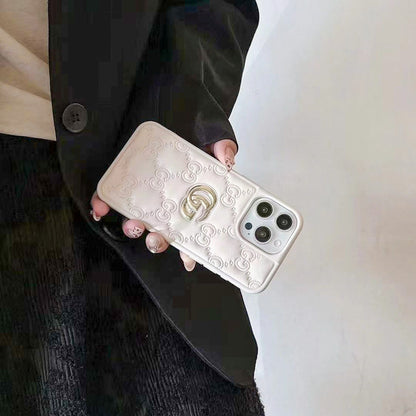 AAOO Luxury Stamped Leather iPhone Case for 13-18