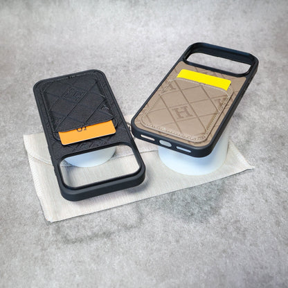 AAOO Stamped Leather Phone Case With Card Holder For iPhone 17 16 15 14