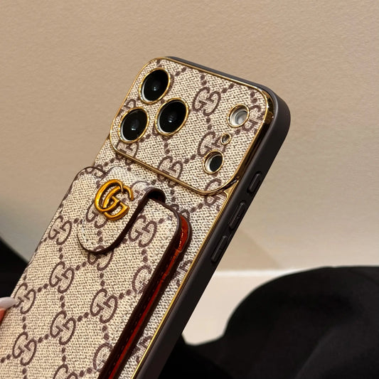 AAOO Classic Leather iPhone Case With Card Wallet And Strap