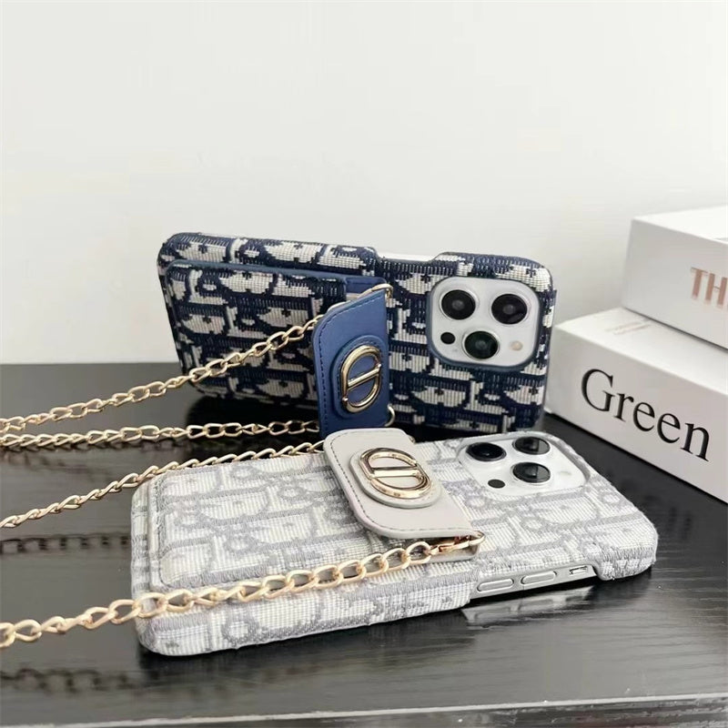 AAOO Luxury iPhone Case with Chain, Card Slot, and Metal