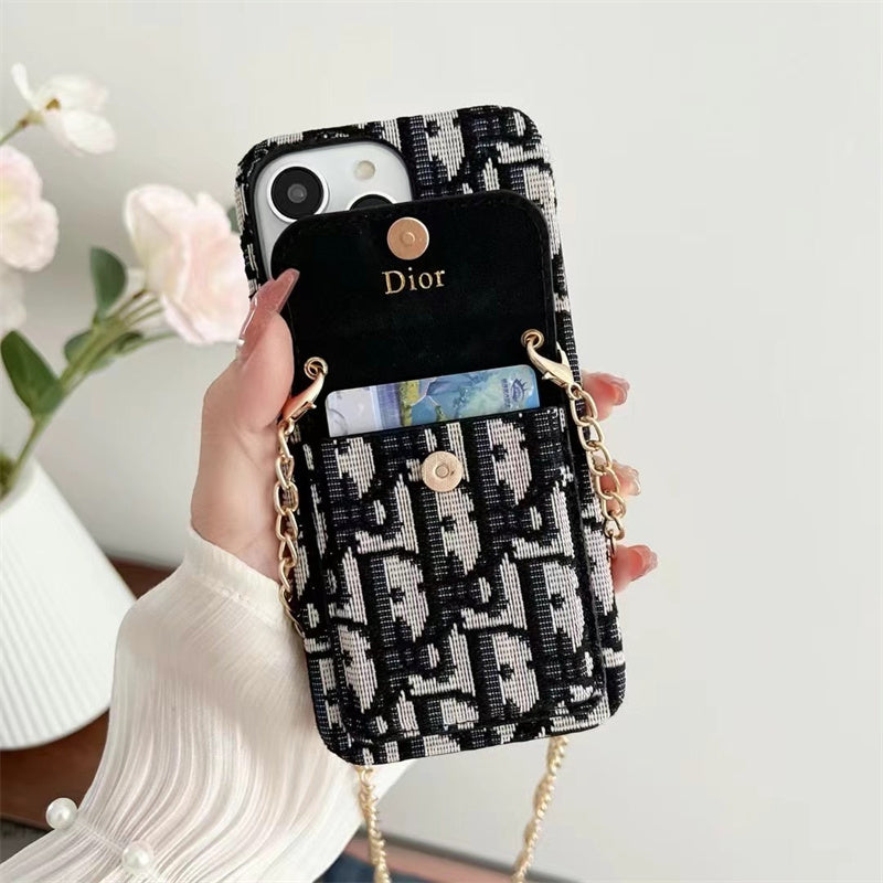 AAOO Luxury iPhone Case with Chain, Card Slot, and Metal