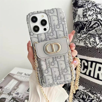 AAOO Luxury iPhone Case with Chain, Card Slot, and Metal