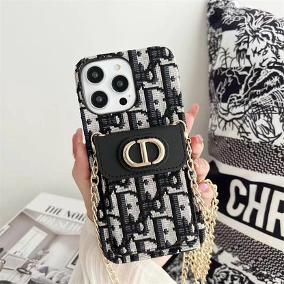 AAOO Luxury iPhone Case with Chain, Card Slot, and Metal