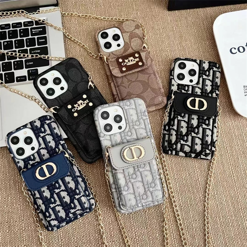 AAOO Luxury iPhone Case with Chain, Card Slot, and Metal