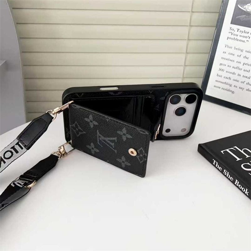 AAOO Leather Card Holder Phone Case Crossbody for iPhone 12-17 Series