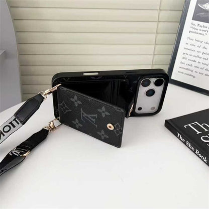 AAOO Leather Card Holder Phone Case Crossbody for iPhone 12-17 Series
