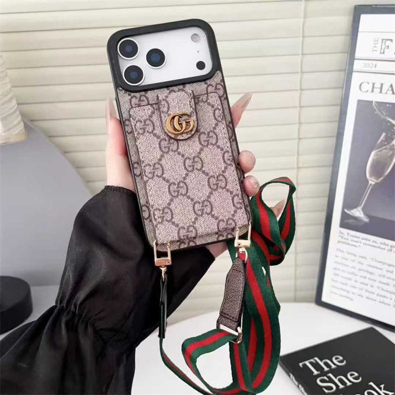 AAOO Leather Card Holder Phone Case Crossbody for iPhone 12-17 Series