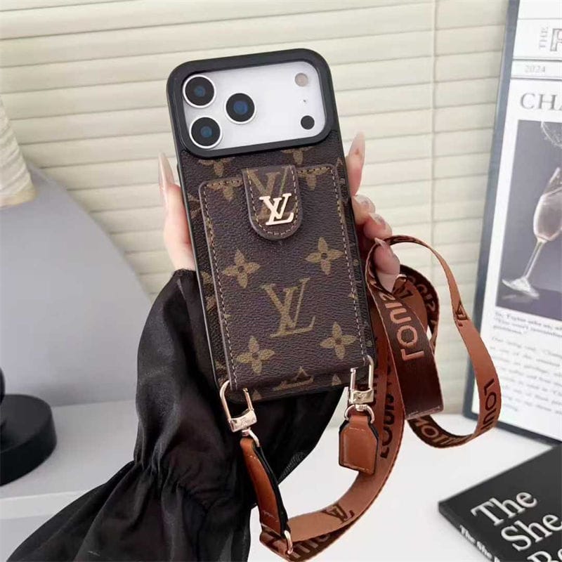 AAOO Leather Card Holder Phone Case Crossbody for iPhone 12-17 Series