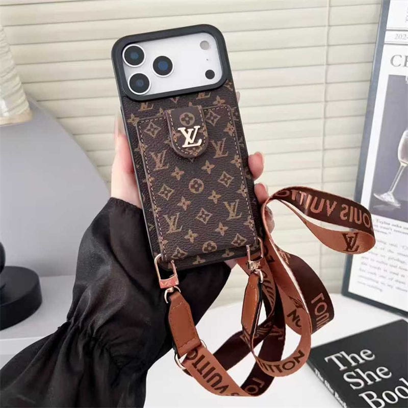 AAOO Leather Card Holder Phone Case Crossbody for iPhone 12-17 Series