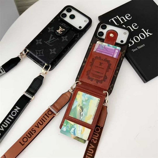 AAOO Leather Card Holder Phone Case Crossbody for iPhone 12-17 Series