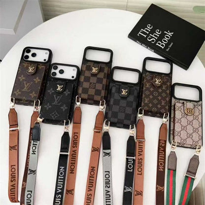 AAOO Leather Card Holder Phone Case Crossbody for iPhone 12-17 Series
