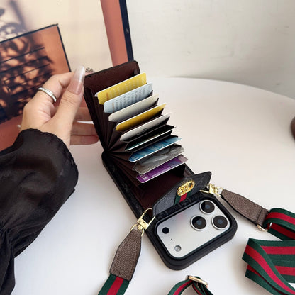 AAOO Classic Leather iPhone Case With Card Holder And Strap