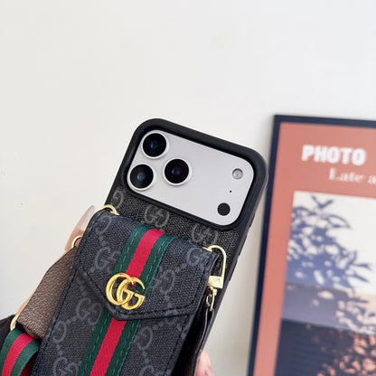 AAOO Classic Leather iPhone Case With Card Holder And Strap