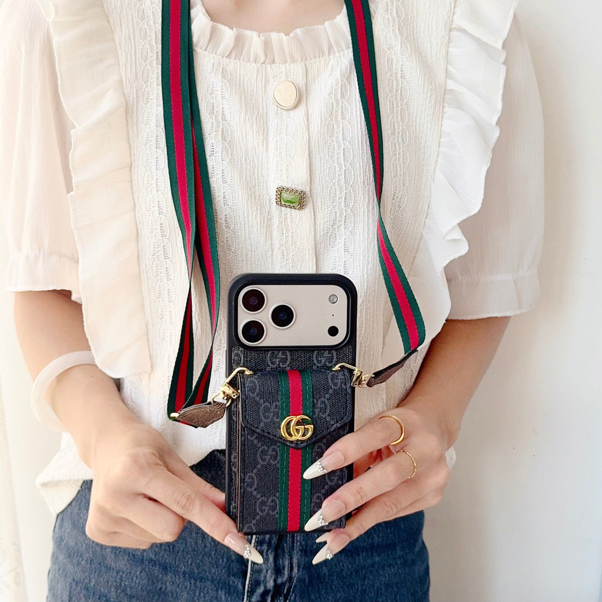 AAOO Classic Leather iPhone Case With Card Holder And Strap
