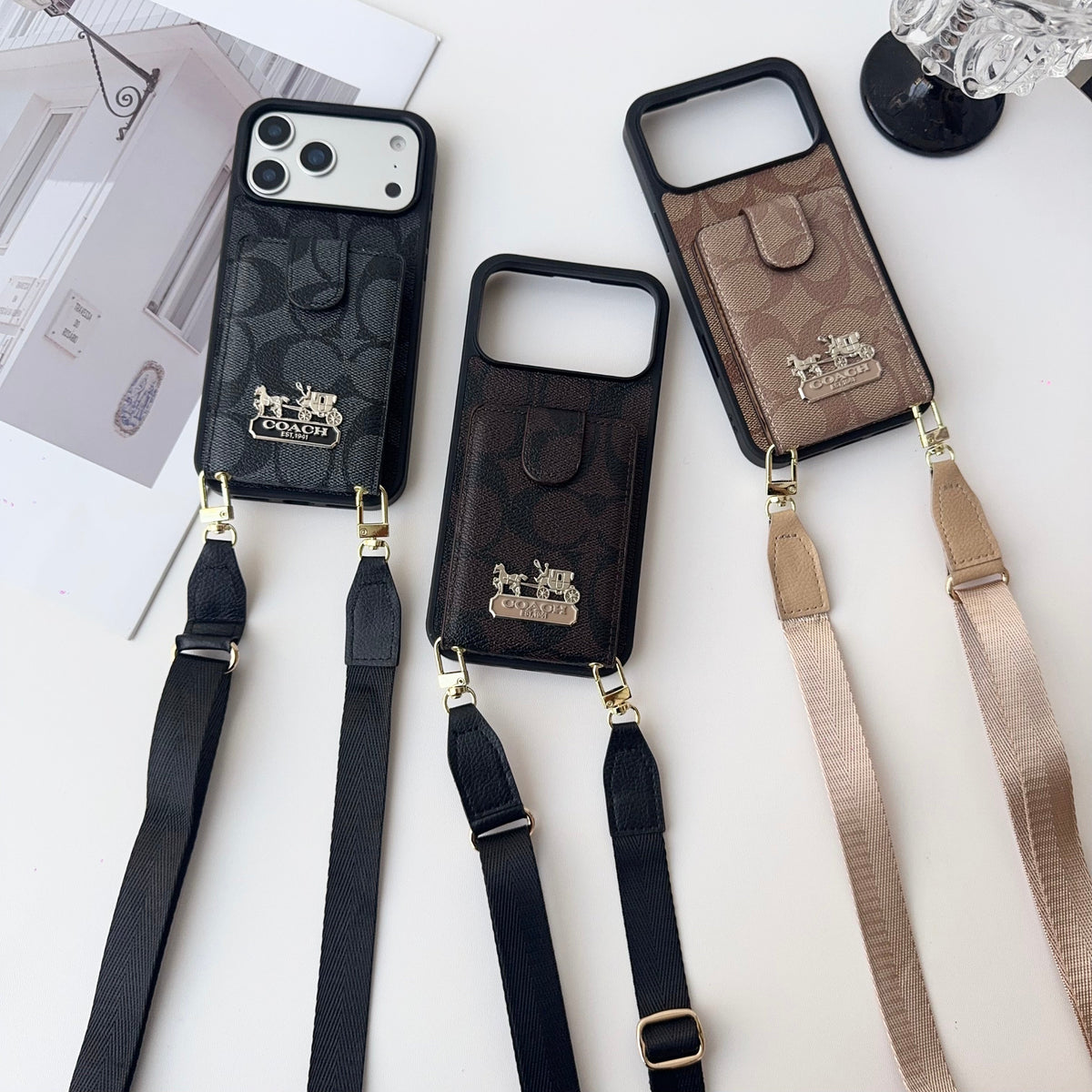 AAOO Leather iPhone Case With Wallet And Strap