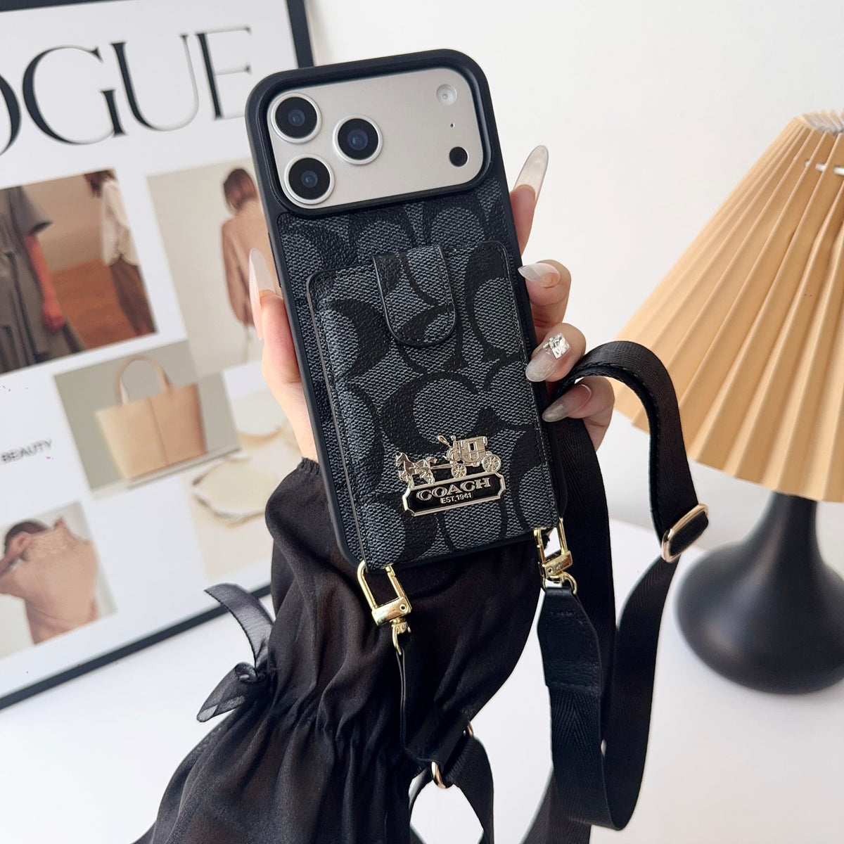 AAOO Leather iPhone Case With Wallet And Strap