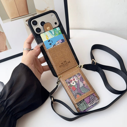AAOO Leather iPhone Case With Wallet And Strap