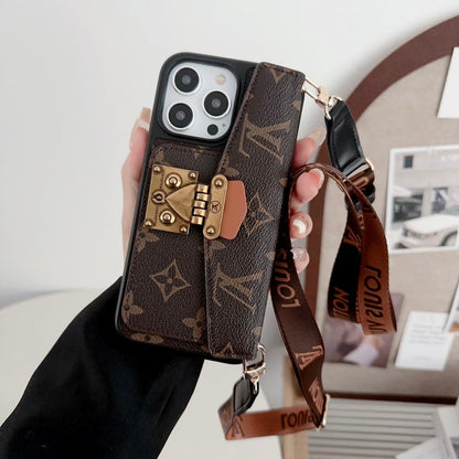 AAOO LUXURY LOCK CARD BAG CROSSBODY CHAIN IPHONE CASE