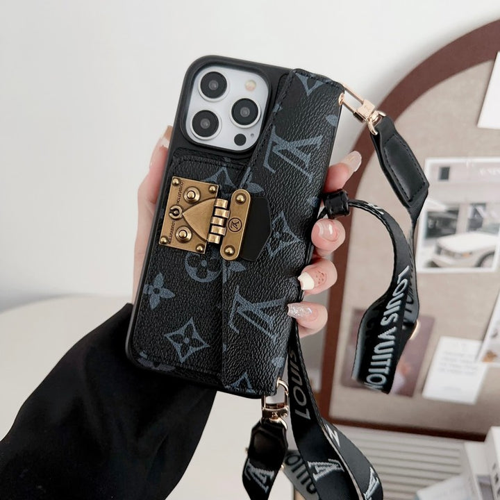 AAOO LUXURY LOCK CARD BAG CROSSBODY CHAIN IPHONE CASE