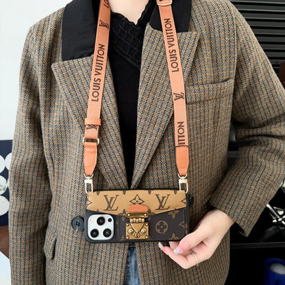AAOO LUXURY LOCK CARD BAG CROSSBODY CHAIN IPHONE CASE