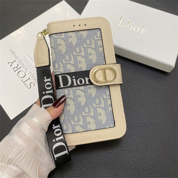 AAOO Luxury Canvas Wallet Phone Case with Wristlet Strap for iPhone 12-17