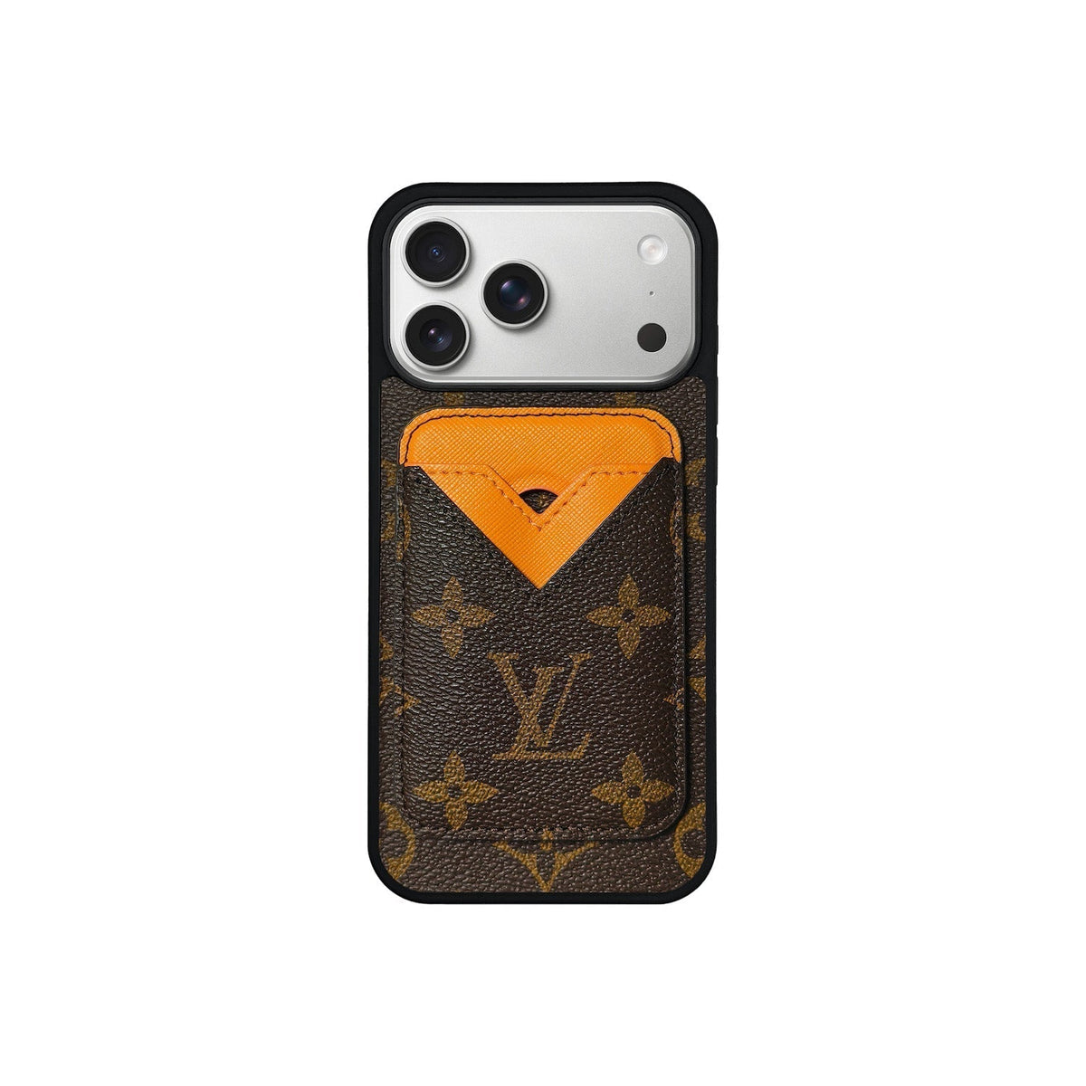 AAOO Set Magsafe Cardholder Orange Brown with Phone Case For iPhone 12-17 Series